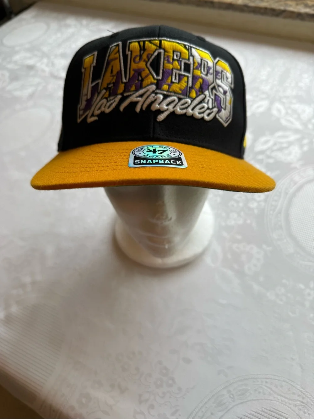 Forty Seven Brand Los Angeles Lakers Black/Gold Snapback Hat Embroidered Cup HWC